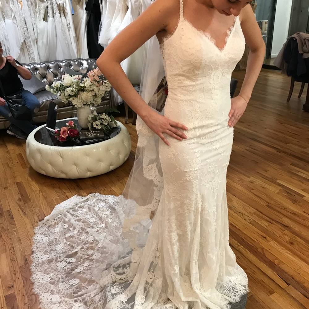 Eddy K Mona full lace gown + cathedral veil